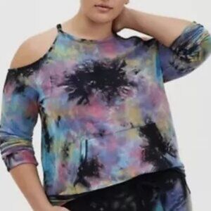 TORRID TIE DYE COLD SHOULDER OFF SHOULDER SWEATSHIRT Plus Size: 2